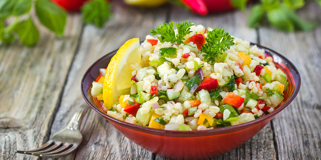 Toasted Farro & Quinoa Tabbouleh salad