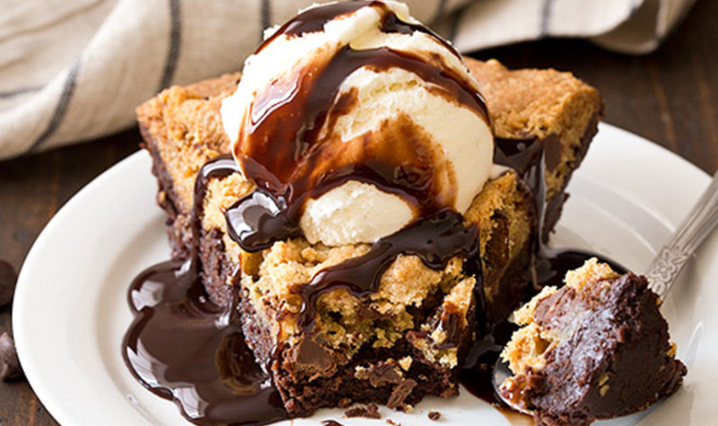 Brookie Pie - Layered Brownie and Chocolate Chip Cookie