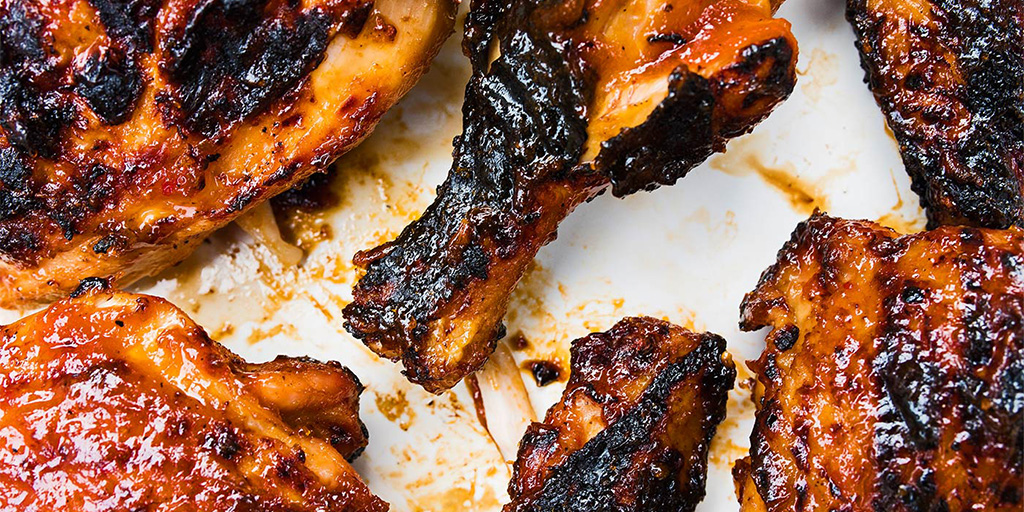 Grilled Chicken with Spicy Peach Barbecue Sauce