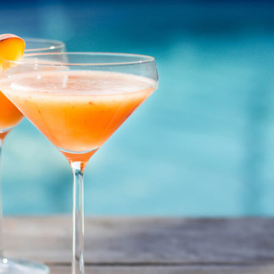 Bourbon Peach Bellini Cocktail